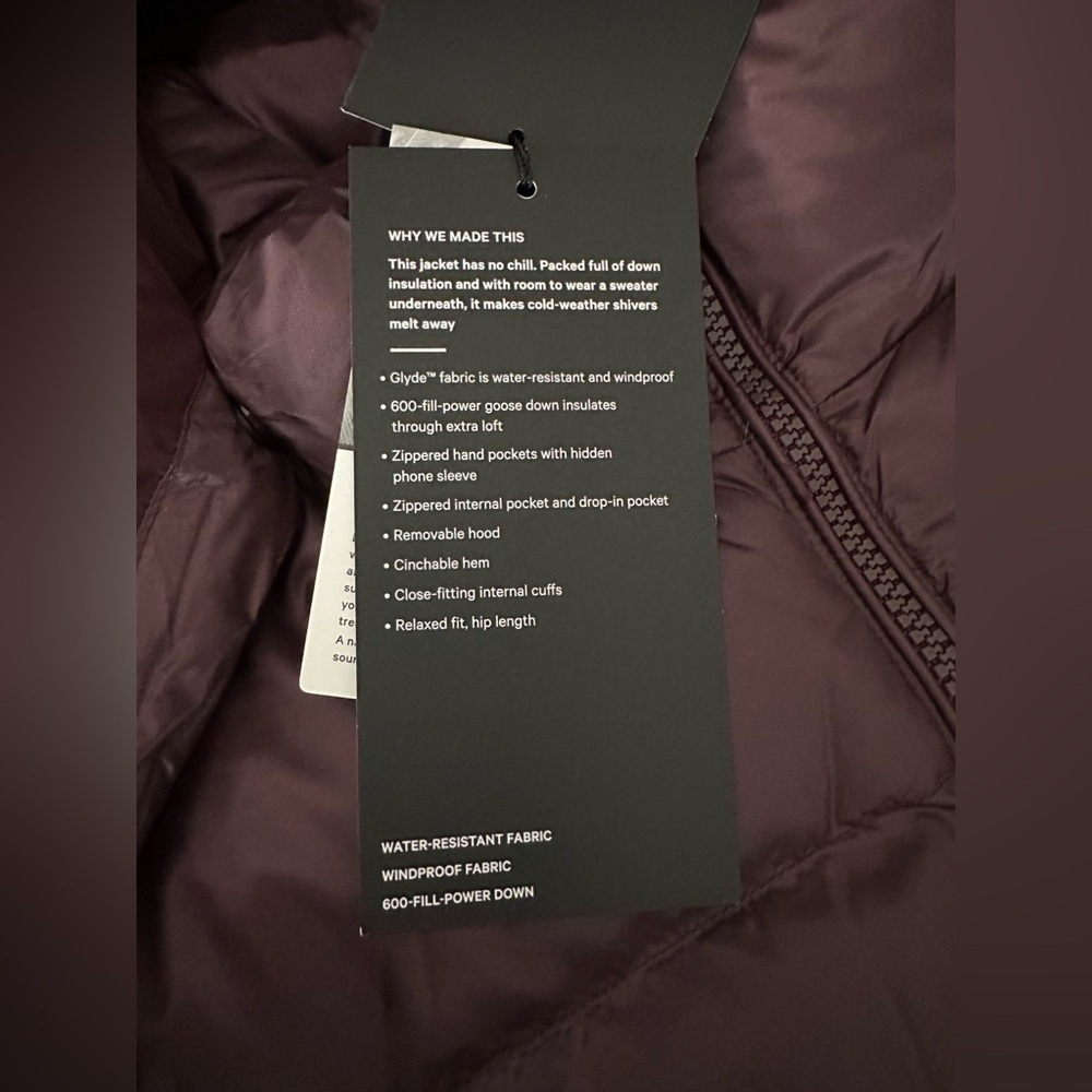 ✨NWT✨ Lululemon: Always Down Puffer Jacket (ptp approx 28in) -Size XXL - Picture 6 of 16